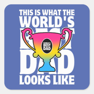 Fars dag World's Best Pappa Pansexual Flagga Färg Fyrkantigt Klistermärke