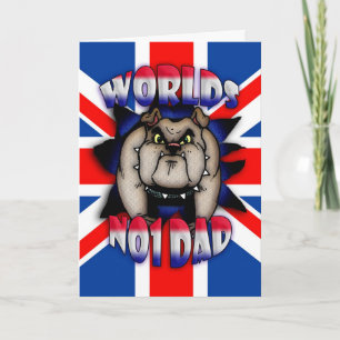 Fars dagkortpappa, med den brittiska bulldoggen kort