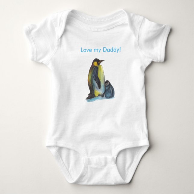 Fars dagpingvin som drar baby   bodysuiten tee shirt (Framsida)