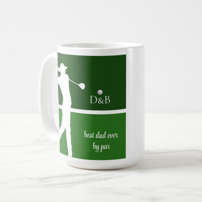 fars dagsgåva golf, bästa pappa någonsin av par kaffemugg (Framsida vänster)