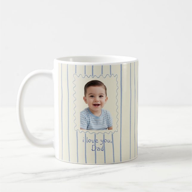 Fars dagsgåva Gul och blåa ränder Beställning Kaffemugg (Vänster)