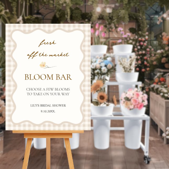Färsk av Möhippan Bloom Pub Poster (fresh off the market bloom bar sign for bridal shower)