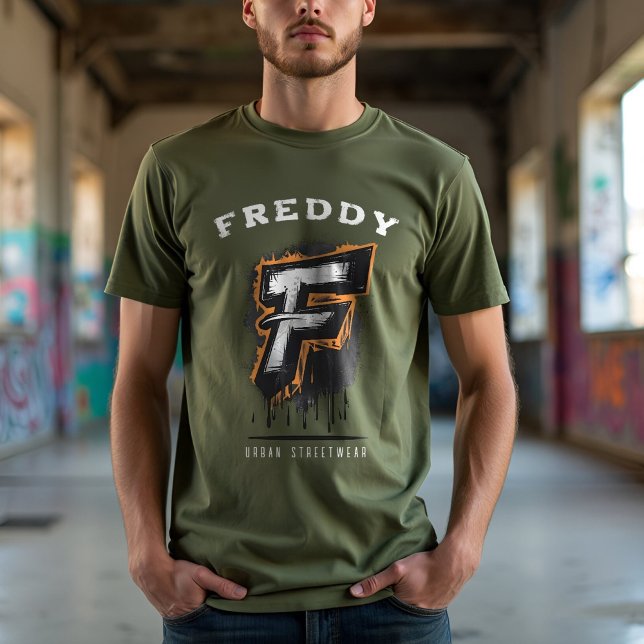 Färsk av väggen: "F", "Bold Graffiti Monogram" T Shirt (Skapare uppladdad)