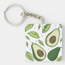 Färsk Avocado med Grönt Löv - Nyckelkedjedesign