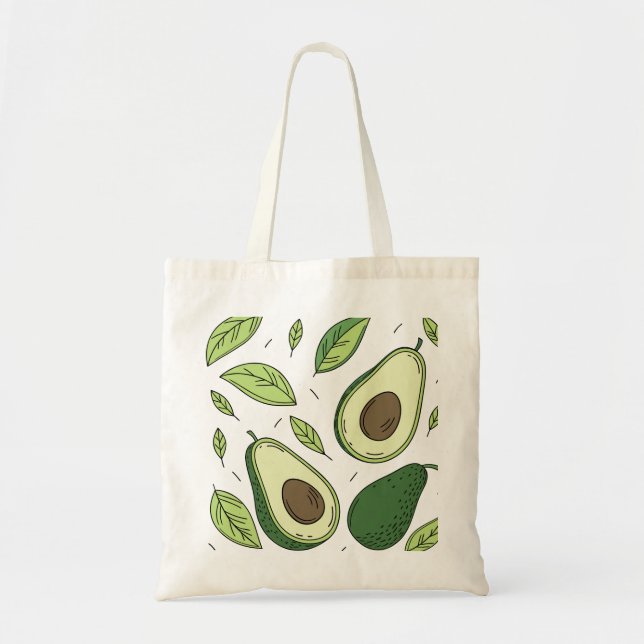 Färsk Avocado med Grönt Löv - Tote Bag Tygkasse (Framsidan)