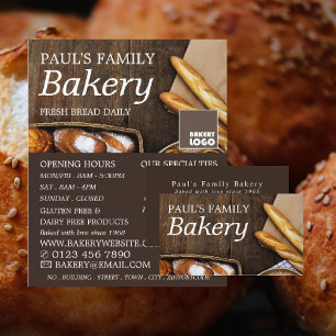 Färsk baguette, Rustic Bakers, bakeributik Visitkort