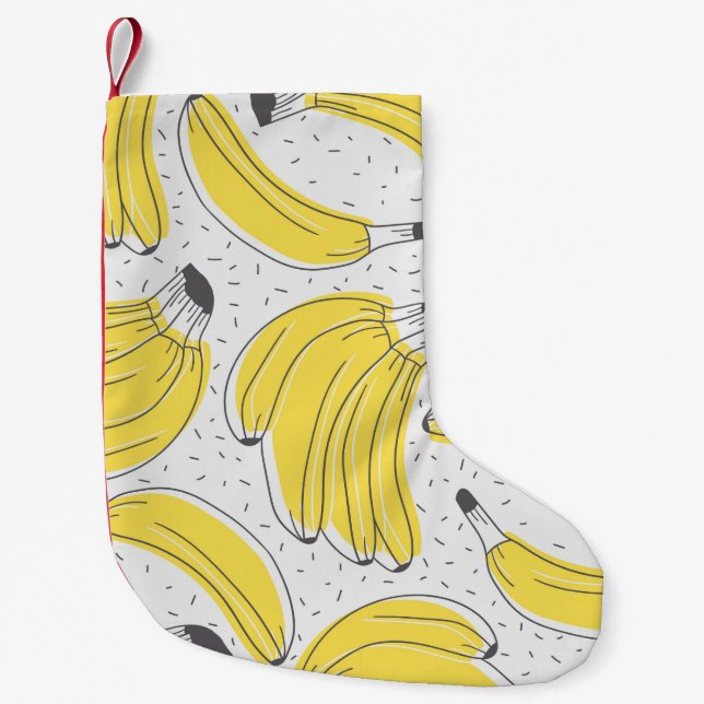 Färsk bakgrund för bananer hand plockade. Doodle w Liten Julstrumpa (Framsidan)
