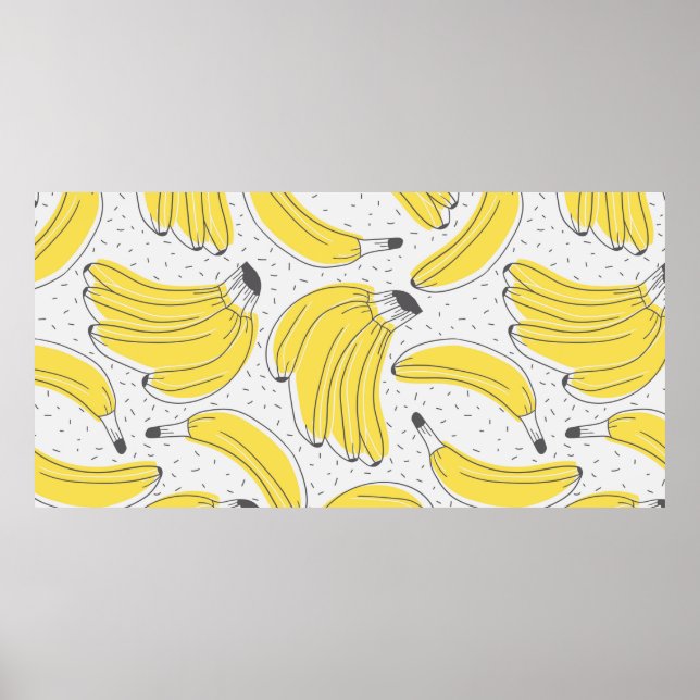 Färsk bakgrund för bananer hand plockade. Doodle w Poster (Framsidan)