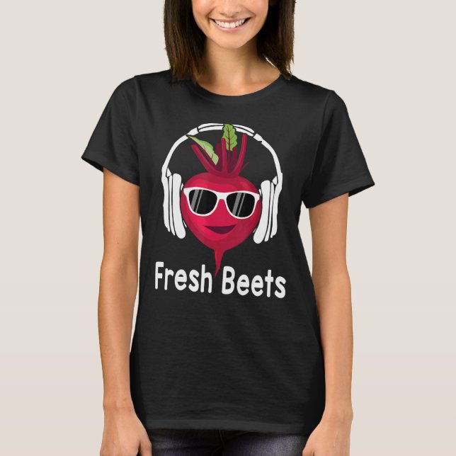 Färsk Beets Coola Beet Headphone Music Beat Pun T Shirt (Framsida)