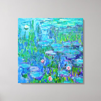 Färsk blå Vatten Lily Pond Monet Fine Art Canvastryck
