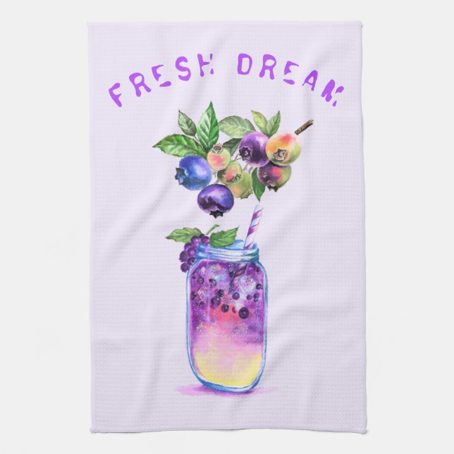 Färsk blåbär Drink Kitchen Towel - Anpassningsbar  Kökshandduk (Vertikal)