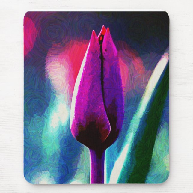 Färsk Blommande Lila Tulpan Impressionist Musmatt Musmatta (Framsidan)