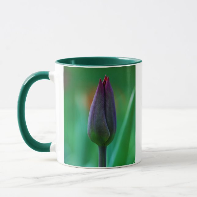 Färsk blomning Lila Tulip Ceramic Mugg (Vänster)