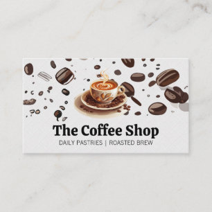 Färsk Brett kaffe Kopp Kaffebönor Visitkort