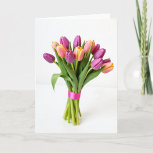 Färsk bukett med tulpanblommor kort