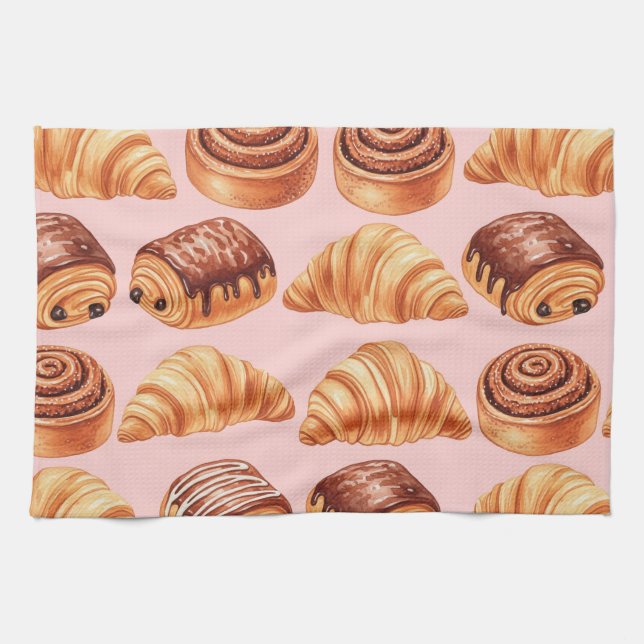 Färsk bunt och kroissanter av Natasha Us Kökshandduk (Horisontell)
