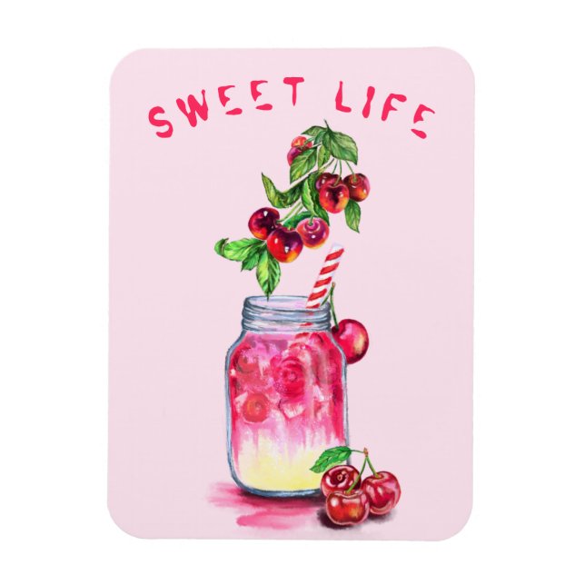 Färsk Cherry Drink Magnet - Anpassningsbar Text (Vertikal)