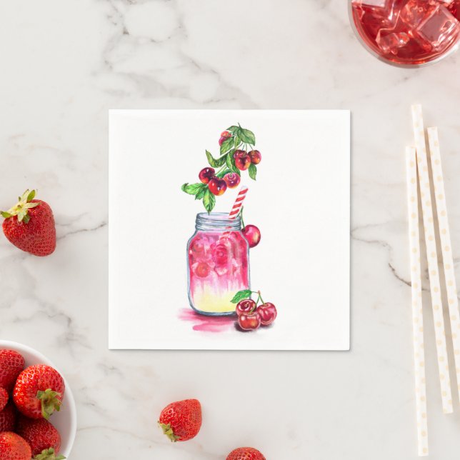 Färsk Cherry Drink Napkins Pappersservett (Insitu)