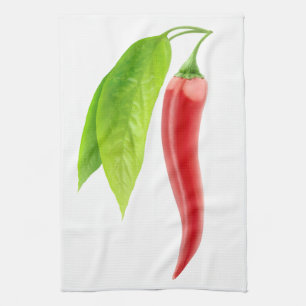 Färsk chilipeppar kökshandduk