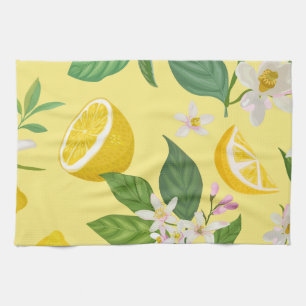 Färsk citron & citrusblomster kökshandduk