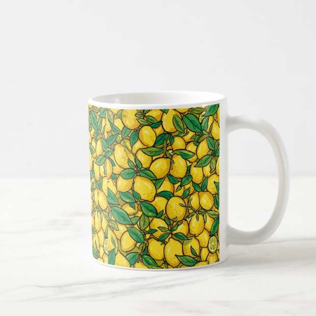 Färsk Citron Citrusmönster Kaffemugg (Höger)