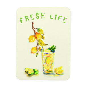 Färsk Citron Dryck Magnet Present - Anpassad Text