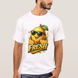 Färsk Citron Illustration Ljus Minimal Sommar T Shirt