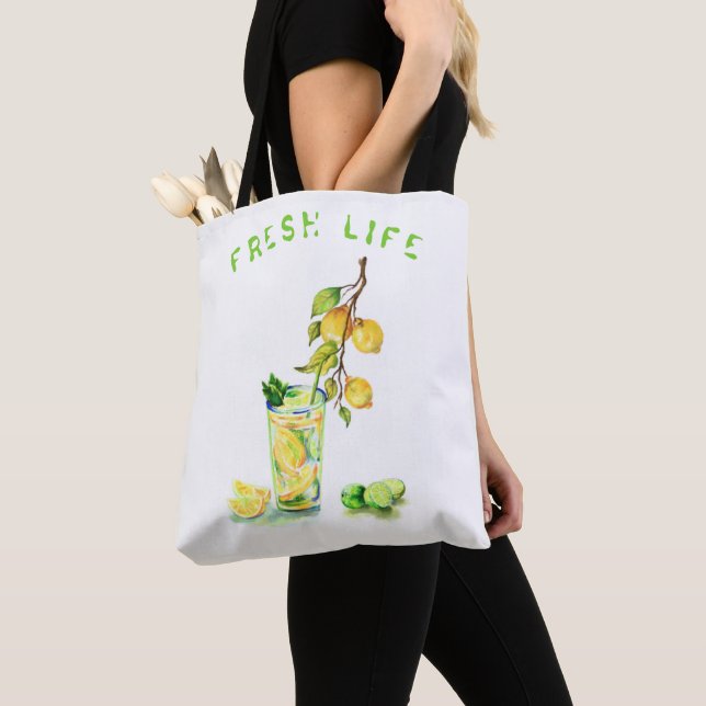 Färsk Citron Juice Coola Drink Lemonade Tote Bag Tygkasse (Närbild)