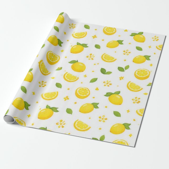 Färsk Citronmönster Presentpapper (Utrullad)