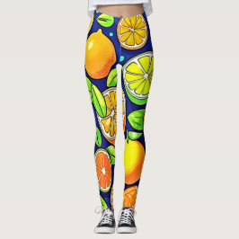 Färsk Citrus Skivmönster Leggings