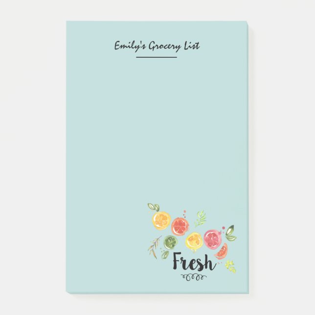 Färsk - Citrusfrukter i vattenfärg Post-it Block (Framsida)
