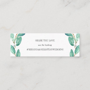Färsk eukalytpus lövs Bröllop Hashtag Mini Visitkort