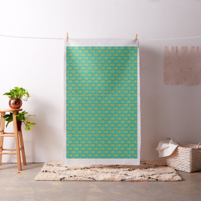 Färsk färsk ananas med blå bakgrund Mönster Tyg (In Situ)