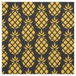 Färsk färsk ananas med svart bakgrund Mönster Tyg