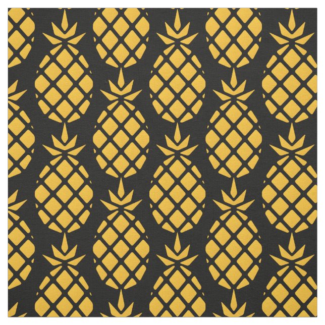 Färsk färsk ananas med svart bakgrund Mönster Tyg (Provkarta)