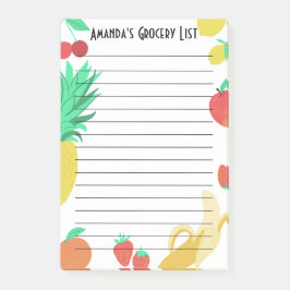 Färsk färsk färsk frukt i Livsmedel-köpelista Målt Post-it Block