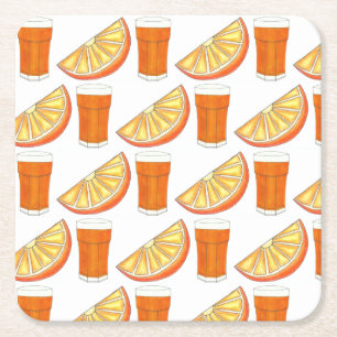 Färsk färsk sorterad EUT-Orange Citrus Fruit Slice Underlägg Papper Kvadrat