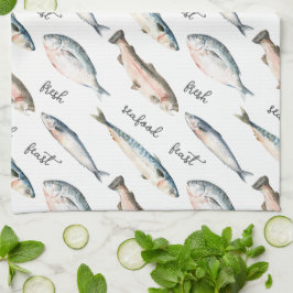 Färsk fisk från skaldjur kökshandduk