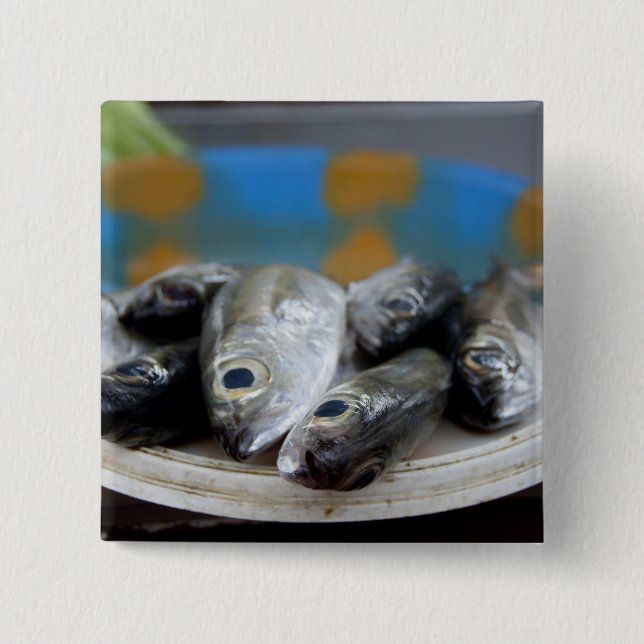 Färsk fisk på fiskmarknad Mercado de Peixe), Knapp (Framsida)