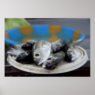 Färsk fisk på fiskmarknaden Mercado de Peixe). Poster