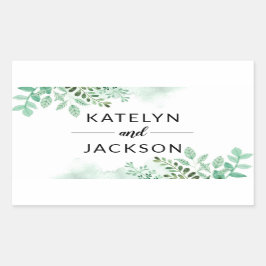 Färsk flytande botaniska Gräns Bröllop Monogram Rektangulärt Klistermärke