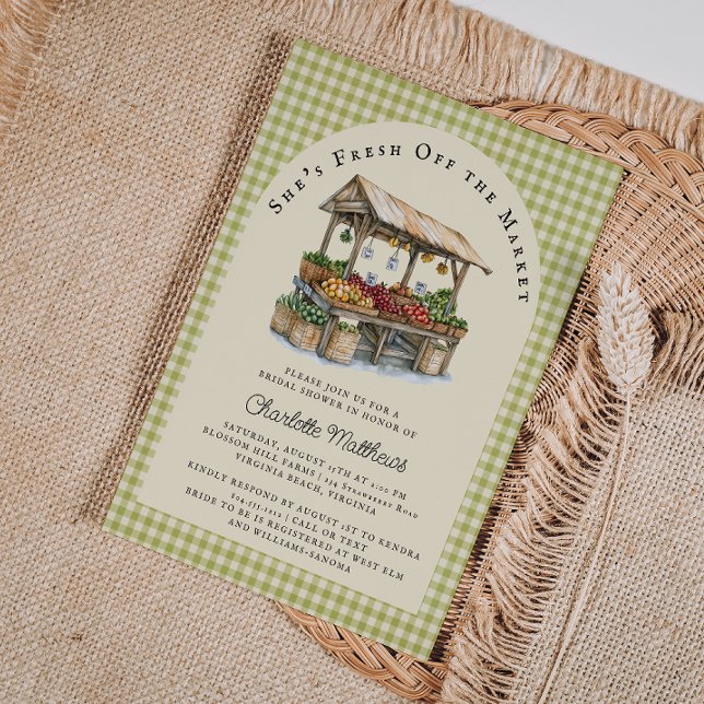 Färsk från Inbjudningskort för möhippan (Fresh Off the Market Bridal Shower Invitation )