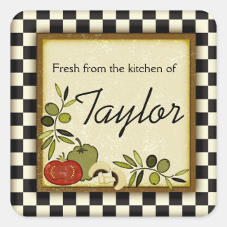 Färsk från köket av anpassningsbar-klistermärken fyrkantigt klistermärke