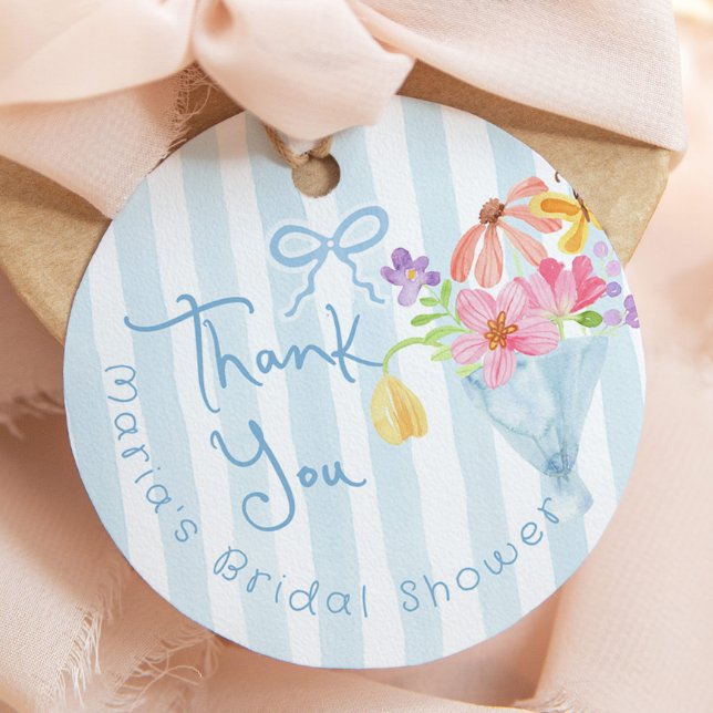 Färsk från marknaden Blå Akvarell Tack Gåvor Etiketter (Skapare uppladdad)