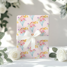Färsk från marknaden Vattenfärg Blå Whimsical Presentpapper