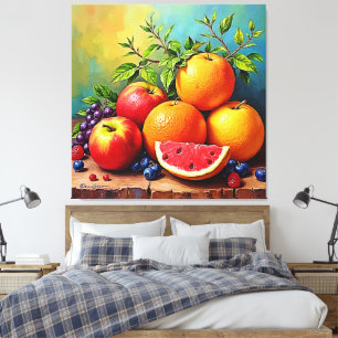 Färsk frukt i en Perfekt Blanda design Canvastryck