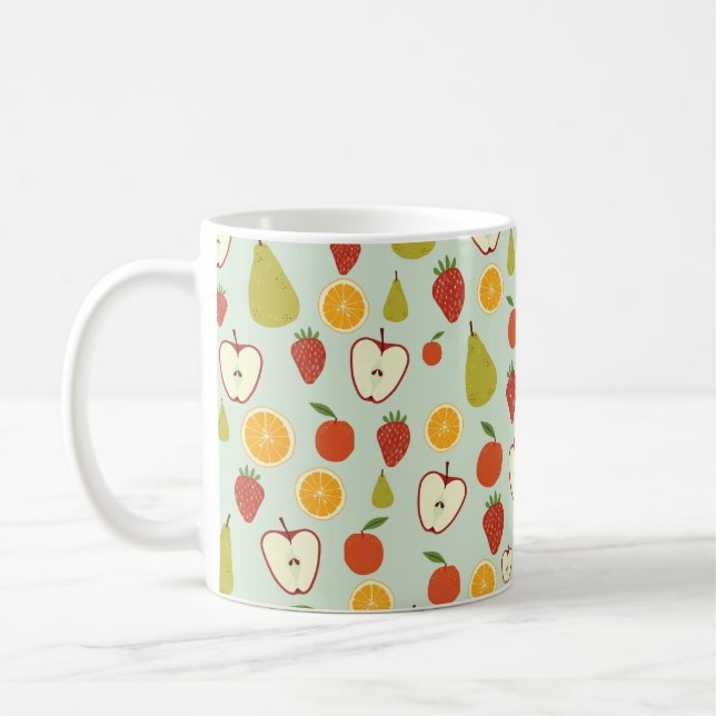 Färsk frukt i ett sömlöst upprepande mönster kaffemugg (Vänster)