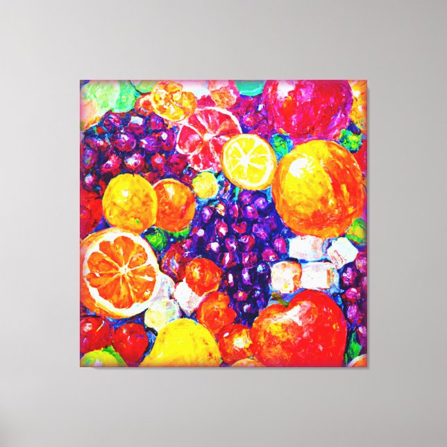 "Färsk frukt Mönster" Cute Art Köp nu Canvastryck (Framsida)