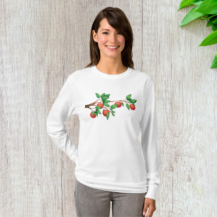 Färsk frukt och färska Löv av rödäpple Träd Gren o T Shirt