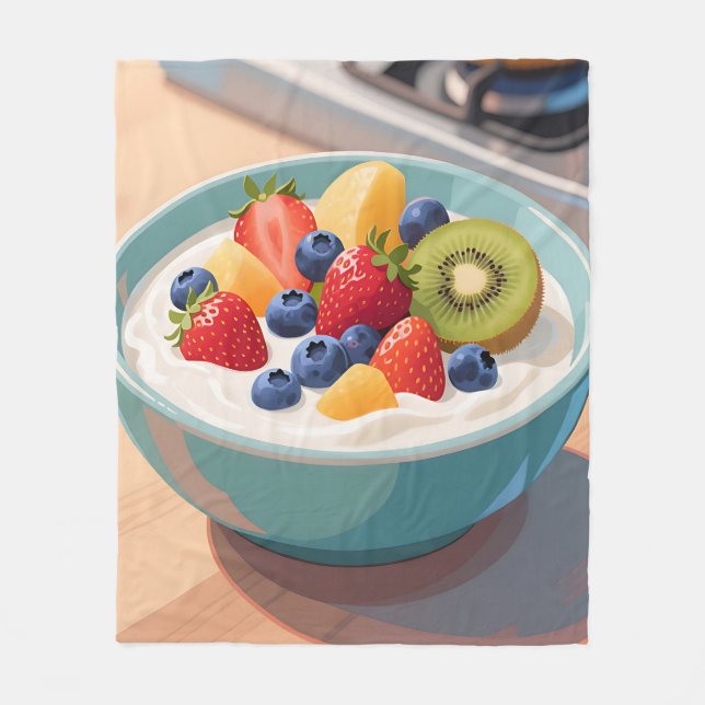 Färsk frukt yoghurt skål fleecefilt (Framsidan)